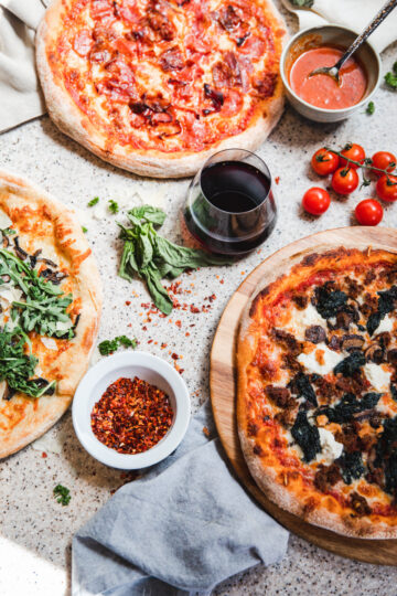 pizza and wine